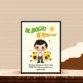Jongen met zonnebloemen poster