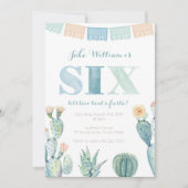 Jongen Mexican fiesta Cacti 6th Birthday Party Kaart (Voorkant)