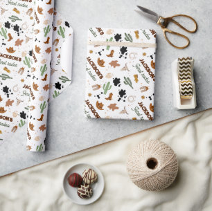 Jongen Mijn Eerste Rodeo Cowboy 1e Verjaardag Cadeaupapier