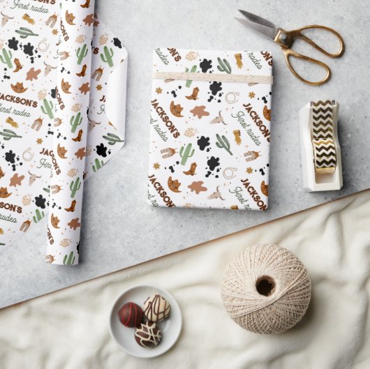 Jongen Mijn Eerste Rodeo Cowboy 1e Verjaardag Cadeaupapier (Crafts)