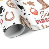 Jongen Mijn Eerste Rodeo Cowboy 1e Verjaardag Cadeaupapier (Rol Hoek)