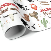 Jongen Mijn Eerste Rodeo Cowboy 1e Verjaardag Cadeaupapier (Rol Hoek)