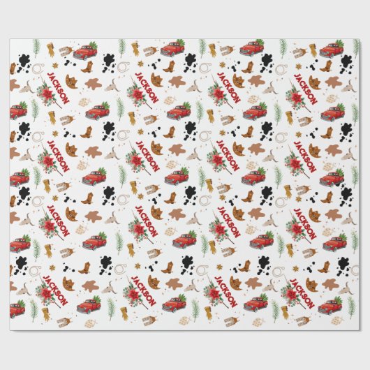 Jongen Mijn Eerste Rodeo Cowboy Kerstdag Cadeaupapier (Vlak)