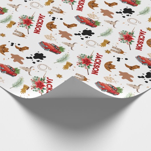 Jongen Mijn Eerste Rodeo Cowboy Kerstdag Cadeaupapier (Hoek)