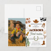 Jongen Mijn eerste Rodeo foto Cowboy 1e verjaardag Briefkaart (Voorkant / Achterkant)