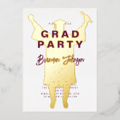 Jongen Modern Burgundy Gold Graduation Party Folie Uitnodiging (Voorkant)
