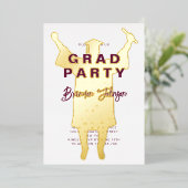Jongen Modern Burgundy Gold Graduation Party Folie Uitnodiging (Staand Voorkant)