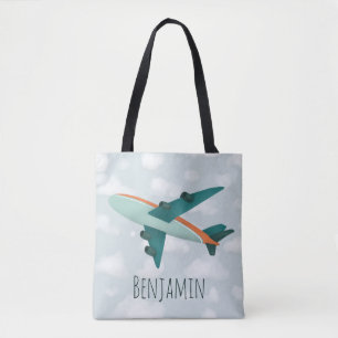 Jongen Modern en Cute Blue Airplane Kinder Tote Bag