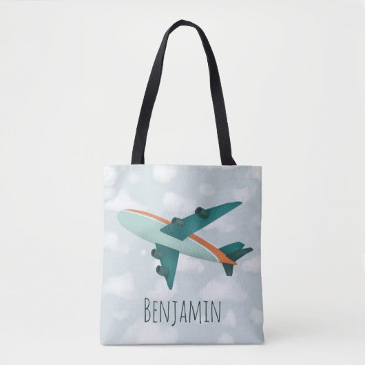 Jongen Modern en Cute Blue Airplane Kinder Tote Bag (Voorkant)