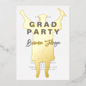 Jongen Modern Gold Graduation Party Folie Uitnodiging (Voorkant)
