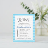 Jongen, Modern, minimalistisch, Baby shower uitnod Kaart (Staand voorkant)