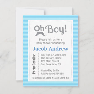 Jongen, Modern, minimalistisch, Baby shower uitnod Kaart