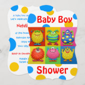 Jongen Monster Baby shower Kaart (Voorkant / Achterkant)
