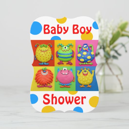 Jongen Monster Baby shower Kaart (Staand voorkant)