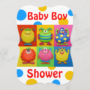 Jongen Monster Baby shower Kaart