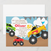 Jongen monster vrachtwagens verjaardagsuitnodiging kaart (Voorkant / Achterkant)
