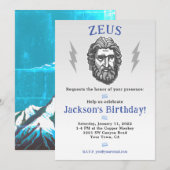 Jongen Mythology Birthday Invite: Zeus Kaart (Voorkant / Achterkant)