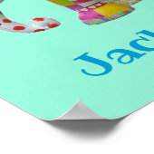 Jongen naam Cute speelgoed patchwork-olifant Poster (Hoek)