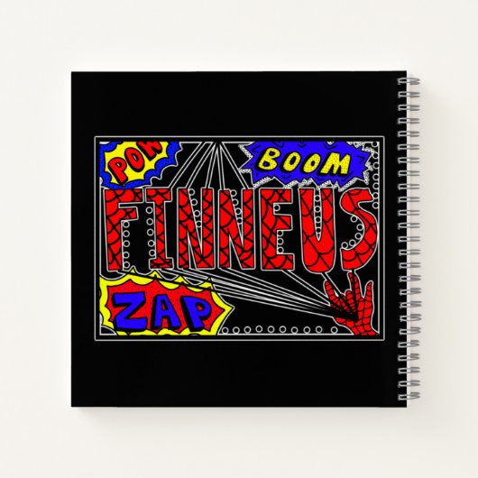 Jongen naam Finneus Spider Super Powers Notitieboek (Achterkant)