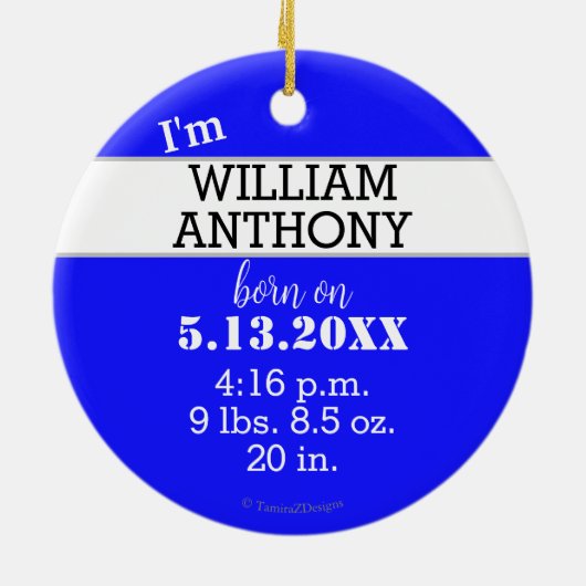 Jongen naam Hallo tegen de wereld Groen Blauw Keramisch Ornament (Achterkant)