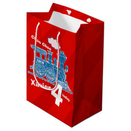 Jongen naam leeftijd trein loco rood blauw 4de ver medium cadeauzakje