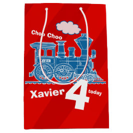 Jongen naam leeftijd trein loco rood blauw 4de ver medium cadeauzakje