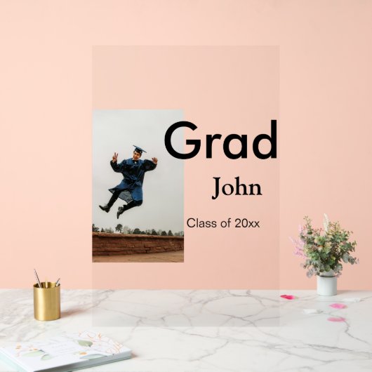 jongen naam toevoegen datum jaar tekst QR afstuder Acryl Bord (Huwelijk)