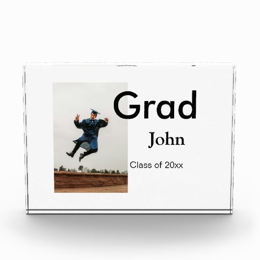 jongen naam toevoegen datum jaar tekst QR afstuder Fotoblokken (Voorkant)