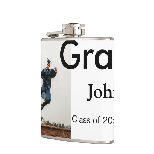 jongen naam toevoegen datum jaar tekst QR afstuder Heupfles (Links)