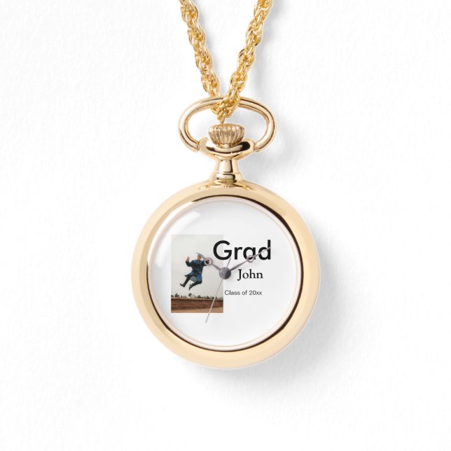 jongen naam toevoegen datum jaar tekst QR afstuder Horloge (Voorkant)