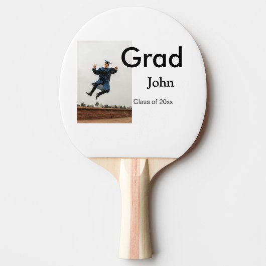 jongen naam toevoegen datum jaar tekst QR afstuder Tafeltennisbatje (Voorkant)