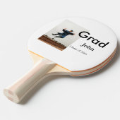 jongen naam toevoegen datum jaar tekst QR afstuder Tafeltennisbatje (Voorkant Gekanteld)