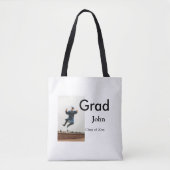 jongen naam toevoegen datum jaar tekst QR afstuder Tote Bag (Voorkant)