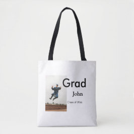 jongen naam toevoegen datum jaar tekst QR afstuder Tote Bag