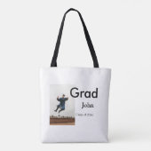 jongen naam toevoegen datum jaar tekst QR afstuder Tote Bag (Achterkant)
