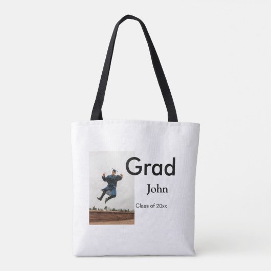 jongen naam toevoegen datum jaar tekst QR afstuder Tote Bag (Achterkant)
