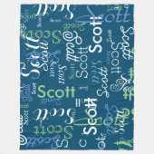 Jongen Naam Typografie oceaan-blauwe kleur Fleece Deken (Voorkant)