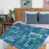 Jongen Naam Typografie oceaan-blauwe kleur Fleece Deken