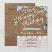 Jongen Naming Day en Birthday Celebration nodigt u Kaart (Voorkant / Achterkant)