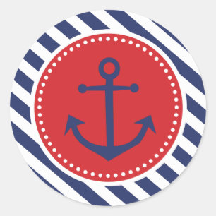 Jongen Nautical Anker Navy Stripes Dank je Sticker