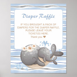 Jongen Nautical Baby shower Diaper Raffle Sign Poster
