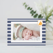 Jongen Nautical Baptisme Hartelijk dank voor de fo Bedankkaart (Staand voorkant)