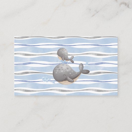 Jongen Nautische Walvis Baby shower Luier Raffle K Informatiekaartje (Achterkant)