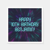 Jongen Neon Turquoise Gloeiend Feest Servet (Voorkant)