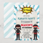 Jongen ninja karate verjaardagsfeestje uitnodiging (Voorkant / Achterkant)