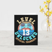 Jongen Niveau 13 Ontgrendeld Videospel 13e Verjaar Kaart (Gele Bloem)