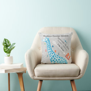 Jongen Nursery Baby Geboorte Stat Giraffe Pijl Pat Kussen