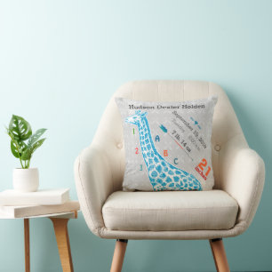 Jongen Nursery Baby Geboorte Stat Giraffe Pijl Pat Kussen