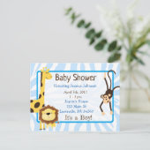 Jongen Oerwoud of dierentuindieren die als Baby sh Uitnodiging Briefkaart (Staand voorkant)