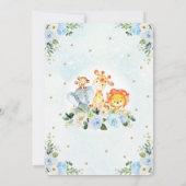 Jongen Oerwoud Safari Blue Floral Wild Op een dag Kaart (Achterkant)